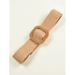 Vintage Bohemian Square Buckle Elastic Braided Belts Women Summer Wild Linen Weave Fake Straw Waist Belt Dress Shirt Decoration - Image 4