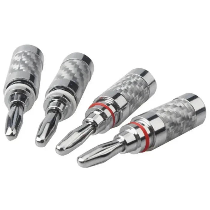 Banana Plug Connector Consumer Electronics Bananas Conector Audio Jack Rhodium Plated Carbon Fiber Screw Press Speaker Terminal - Image 2