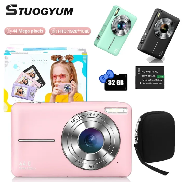Digital Camera Children Camera for Children Camcorder with 16x Zoom Compact Cameras 1080P 44MP Cameras for Beginner Photography - Image 1