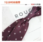 2024 New Korean 7cm Luxury Casual Neckties For Men Navy Brown Green Striped Neck Ties Formal Dress Suit Cravat Flower Red Tie - Image 29