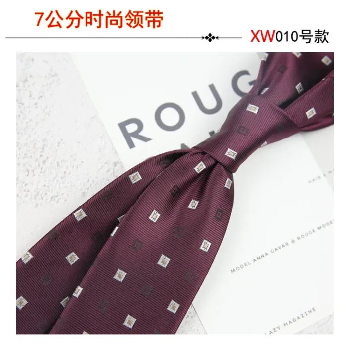 2024 New Korean 7cm Luxury Casual Neckties For Men Navy Brown Green Striped Neck Ties Formal Dress Suit Cravat Flower Red Tie - Image 29