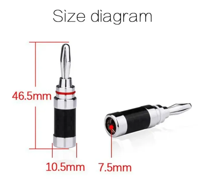 Banana Plug Connector Consumer Electronics Bananas Conector Audio Jack Rhodium Plated Carbon Fiber Screw Press Speaker Terminal - Image 5