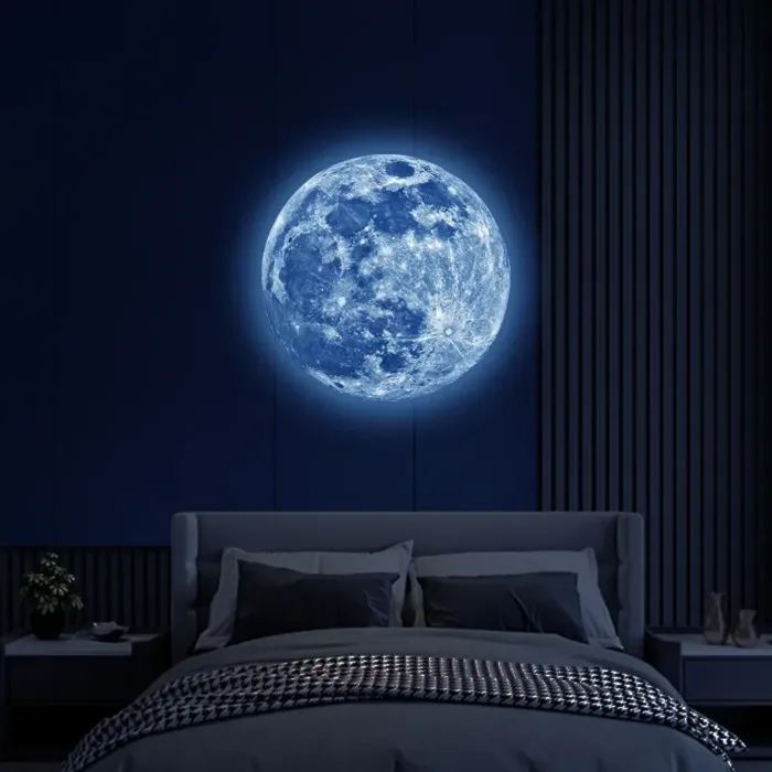 Aesthetic 3D Luminous Moon Wall Sticker Glow In The Dark Fluorescent Sticker PVC Home Kids Room Decals Wall Decor Wallpaper - Image 1