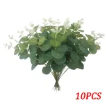 12/10PCS Eucalyptus Leaves Bunch Branch Artificial Plastic Plants Leaves Green Stems Wedding Faux Fake Flowers Cake DIY Decor - Image 9