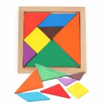 Kids Montessori Wooden Tangram Jigsaw Puzzle Wood Toys Colorful IQ Game Brain Teaser Intelligent Educational Toys for Childre - Image 2