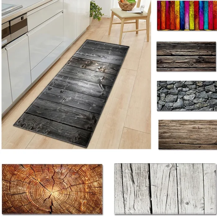 3D wood grain bamboo striped stone pattern carpet living room Restaurant corridor balcony entrance door cushion floor pad rugs - Image 1