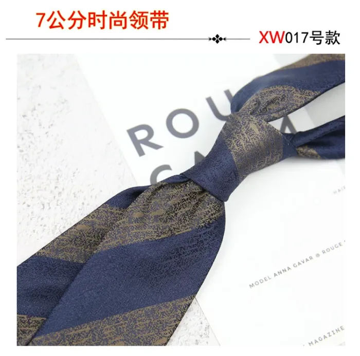 2024 New Korean 7cm Luxury Casual Neckties For Men Navy Brown Green Striped Neck Ties Formal Dress Suit Cravat Flower Red Tie - Image 17