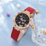 6/1pcs Set Women Watch Ring Necklace Earrings Bracelet Set Watches Butterfly Leather Strap Ladies Quartz WristWatch (No Box) - Image 12