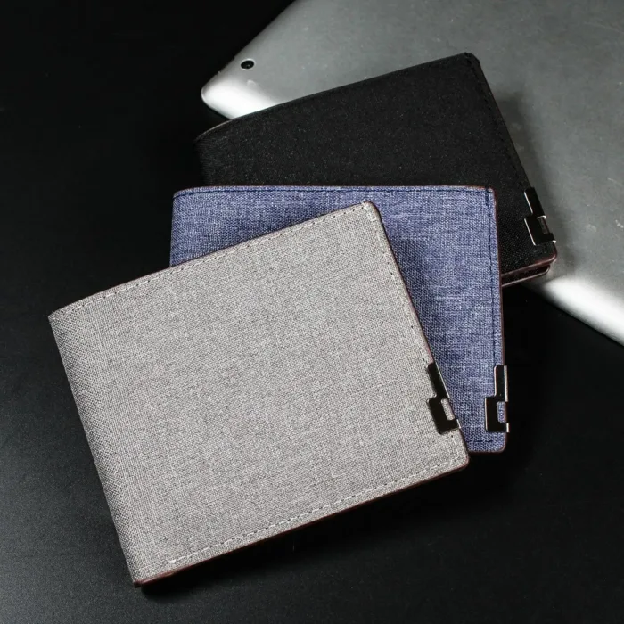 Denim Wallets Purses Men Women Inserts Business Foldable Cowhide Wallet Picture Coin Purse Slim Money Credit ID Cards Holder Bag - Image 1