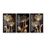 3 PCS Black and Gold Flower Wall Art Canvas Painting Living Room Decor Modern Abstract Poster Home Decor - Image 6