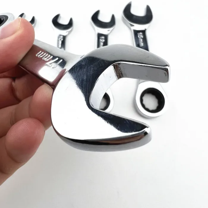 Short handle adjustable head ratchet wrench mini fast ratchet wrench labor-saving auto repair hardware dual-purpose wrench tool - Image 5