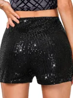 Womens Sparkly Sequin Shorts High Waist Sparkle Straight Leg Shorts Glitter Hot Booty Stretch Shorts Disco Rave Clubwear - Image 5