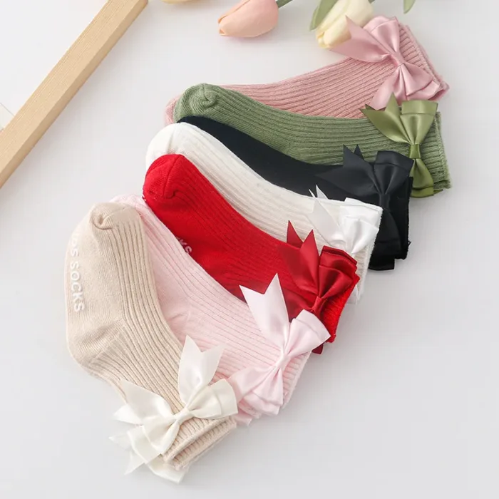 Toddler Socks Baby Accessories Girl Cute Bow Non-slip Floor Socks Children Kids Mid-tube Cotton Socks Infant Newborn Boy Clothes - Image 4