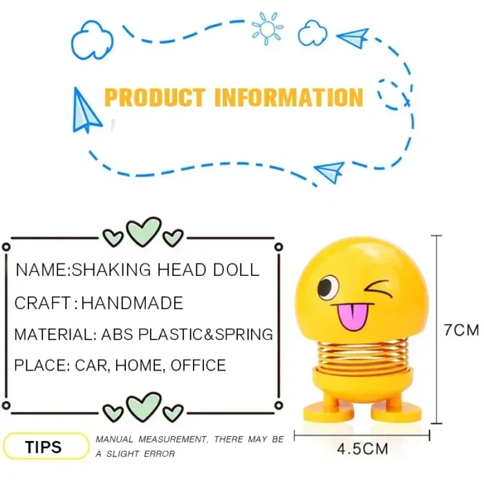 Creative Funny Shake Head Doll Small Ornaments Beautiful Indoor Doll Car Toys Car Decoration Accessories kawaii Car Accessories - Image 5