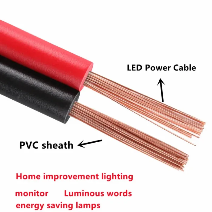 5m Home improvement lighting parallel cable wire RVB 2core pure copper LED power cord 22 20 18 17 15 13 11 9 AWG monitoring line - Image 1