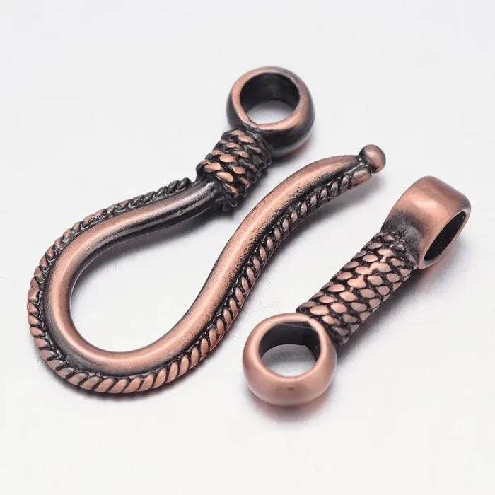 2Set Rack Plating Brass Hook and S-Hook Clasps Nickel Free Brushed Red Copper 45x14x4mm Hole: 3.5mm for fashion jewelry - Image 3