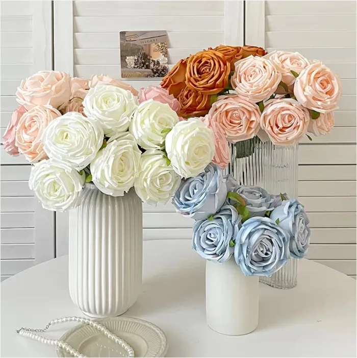 1PC A Bunch Of 7 Forks Silk Flower Emperor Concubine Rose Simulation Flower Home Living Room Wedding Decoration Roses - Image 1