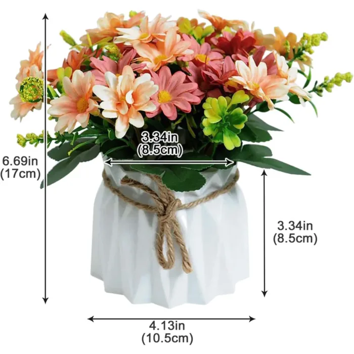 Artificial Daisy Flowers in Vase Real Touch Fake Daisies Faux Silk Plant Arrangements for Vase Table Centerpiece DIY Window Liv - Image 3