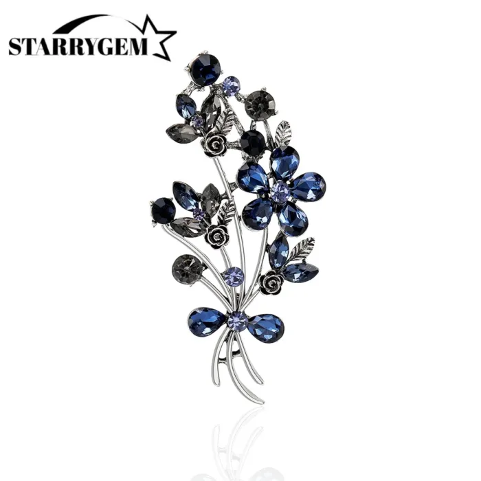 Rhinestone Flower Bouquet Brooches for Women Casual Office Party Coat Bag Decoration Accessories Pins Gifts - Image 1