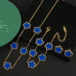 Stainless Steel Colorfast Simple Plant Five-leaf Flower Bracelet Necklace Earrings Three-piece Jewelry Ladies Four-leaf Clover - Image 16