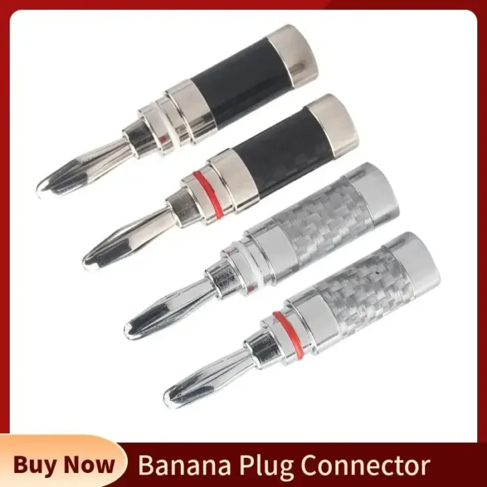 Banana Plug Connector Consumer Electronics Bananas Conector Audio Jack Rhodium Plated Carbon Fiber Screw Press Speaker Terminal - Image 1