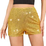 Womens Sparkly Sequin Shorts High Waist Sparkle Straight Leg Shorts Glitter Hot Booty Stretch Shorts Disco Rave Clubwear - Image 10