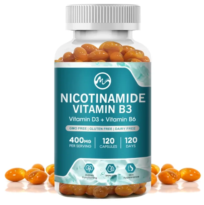 Minch Nicotinamide Vitamins 400mg With Collagen VitaminB3 Capsules Health Care For Skin Resveratrol Supplement Support NAD - Image 1