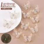 10pcs 4.5cm Double Layered Tulle 3D Luminous Butterfly Wings DIY Sewing Accessories Dress Hair Accessories Headwear Decoration - Image 7