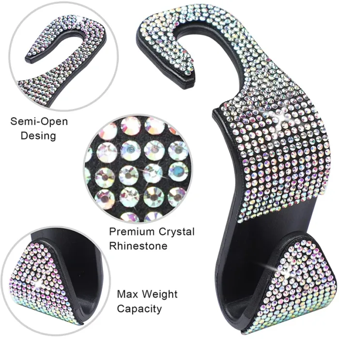 Dazzling Diamond Car Seat Backrest Hook Car Backrest Universal Head Restraint Storage Rack Automotive Interior Accessories - Image 5