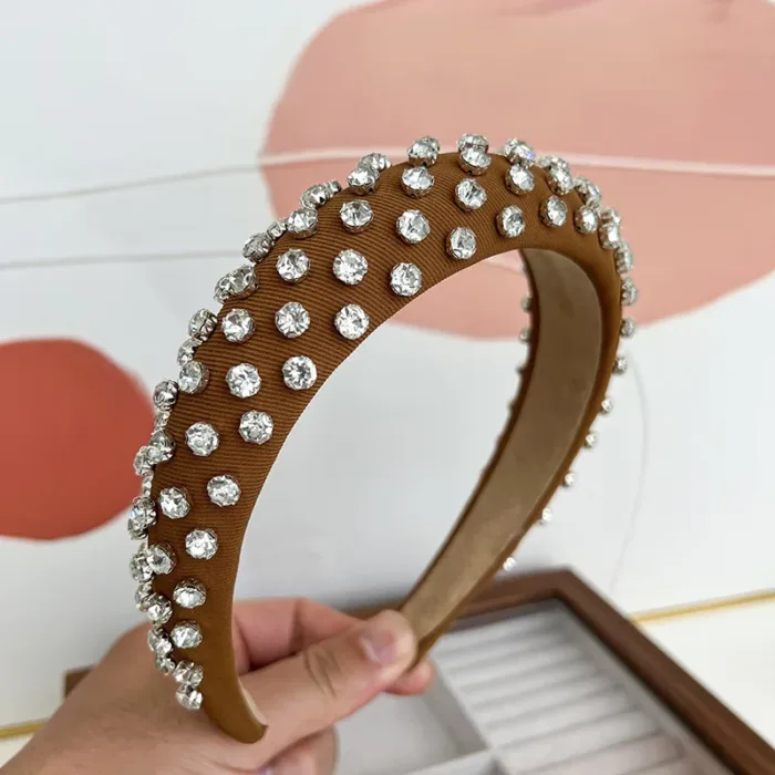 Colorful Full Diamond Popular Rhinestone Hair Accessories Headband For Women Boutique High-end Cotton Crystal Dot Hair Hoops - Image 8