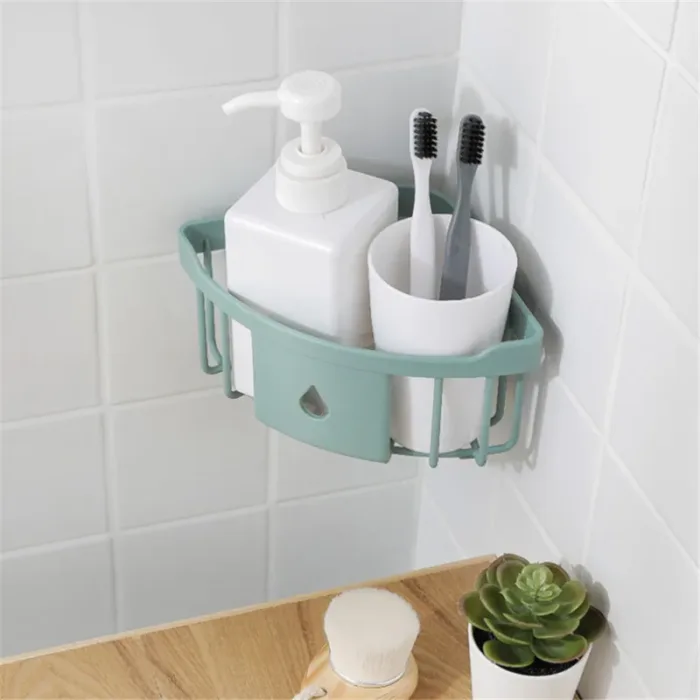Kitchen Free Hole Shelf Bathroom Bathtub Wall Mounted Storage Rack Organizer Accessories Shower Corner - Image 4