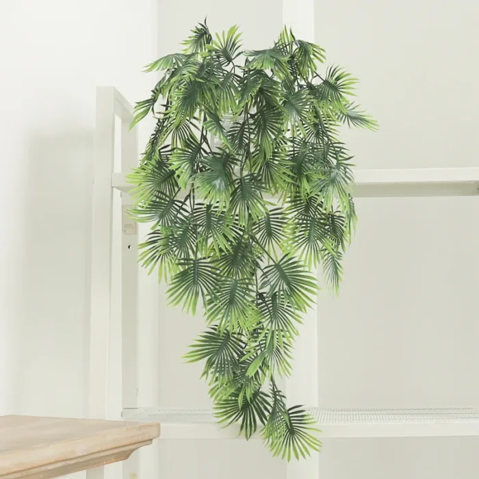 Palm Artificial Plants Plastic Vine Hanging Wall Fern Turtle Leaf Ivy Green Decoration for Wedding Home Party Living Room Store - Image 2
