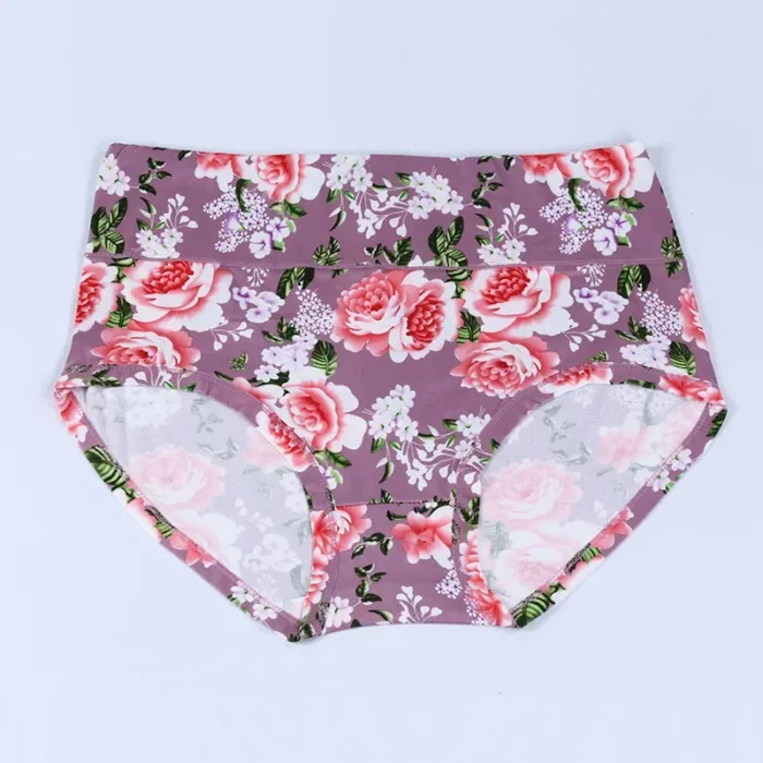 New Bamboo Fiber Underwear Large Size Women Panties Female Ladies Floral Briefs High Waist Plus Underpants Sexy Lingerie 5XL - Image 9