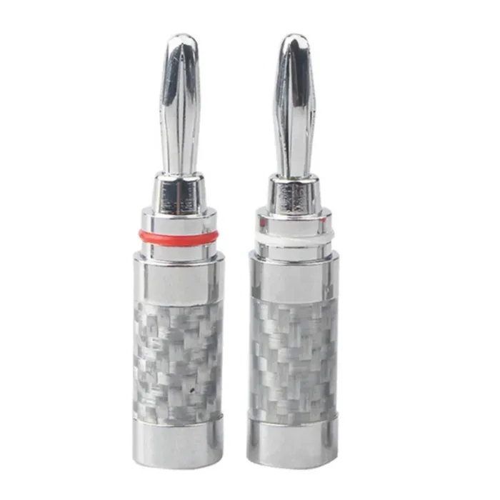 Banana Plug Connector Consumer Electronics Bananas Conector Audio Jack Rhodium Plated Carbon Fiber Screw Press Speaker Terminal - Image 8