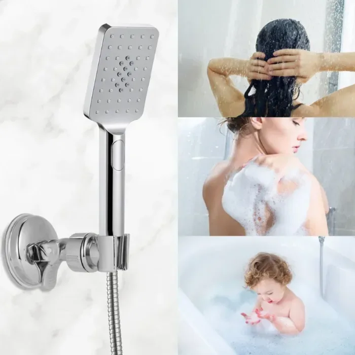 360°Swivel Vacuum Suction Cup Shower Head Holder Relocatable Handheld Showerhead Holder Wall Mounted Adjustable Bathroom Bracket - Image 6