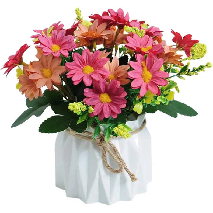 Artificial Daisy Flowers in Vase Real Touch Fake Daisies Faux Silk Plant Arrangements for Vase Table Centerpiece DIY Window Liv - Image 7