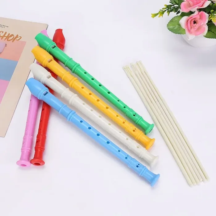 8 Holes Plastic Flute G Key Colourful Woodwind Instrument Random Color for Beginner Music Lesson Children Toy with Clean Stick - Image 2