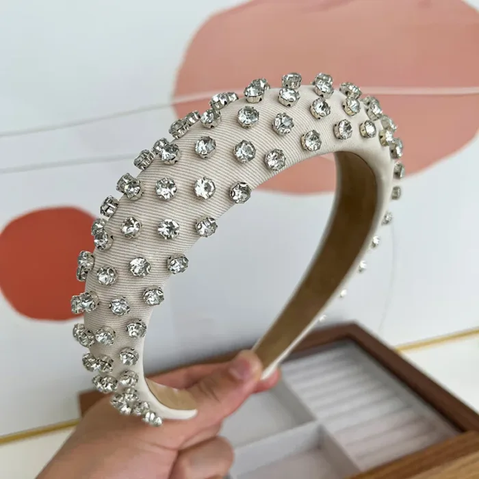 Colorful Full Diamond Popular Rhinestone Hair Accessories Headband For Women Boutique High-end Cotton Crystal Dot Hair Hoops - Image 3