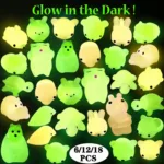 6/12/18 Pcs Luminous Mochi Squishies, Mochi Squishy Animals Stress Toys, Mini Stress Relief Toys Mochi Animals Toys Kawaii