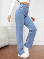 Retro Straight Jeans Women Fashion Washed Denim Pants High Waisted Cowboy Trousers Mom Baggy Jean 2024 Autumn Clothes Pantalones - Image 5