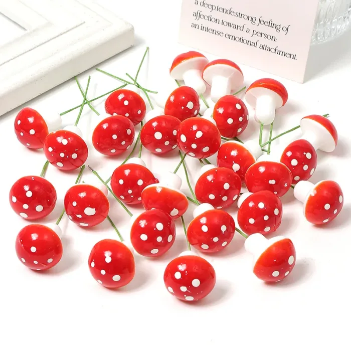 30/50pcs/Lot Mini Plastic Mushroom Artificial Flowers For Home Decor Christmas Ornaments New Year 2023 Cake Gifts Box Decoration - Image 7