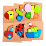 High Quality 3D Wooden Puzzles Educational Cartoon Animals Early Learning Cognition Intelligence Puzzle Game For Children Toys