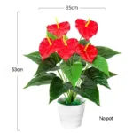 18 Heads Artificial Anthurium Red Green Plastic Plants Home Garden Living Room Bedroom Decoration Fake Plants Home Decor - Image 6