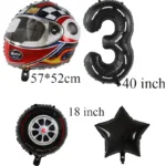 6PCS Motor Helmet Balloon Wheel Tire Racing Balloons Birthday Decor Boys Race car Dirt Bike Motorcross Hot Wheel Party Supplies - Image 2