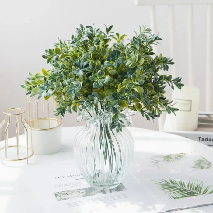 5 Forks Peach Leaf Grass Wedding Decorative Flowers Christmas Wreaths Vase for Home Decor Ornamental Flowerpot Artificial Plants - Image 2