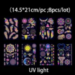 Luminous Temporary Tattoos Stickers Fluorescent Neon In Dark Illuminate Tattoo Elephant/Love Heart Shoulder Tattoo Party Sticker - Image 11