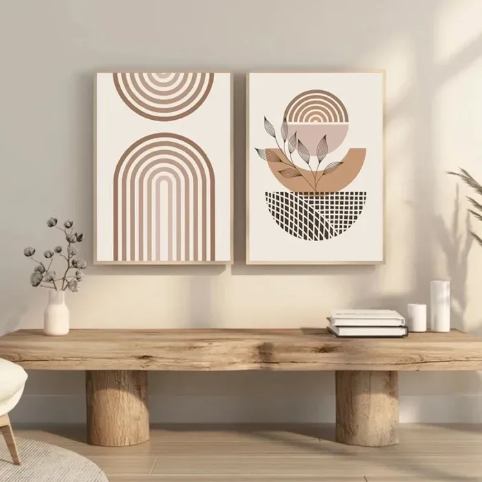 Creative Bohemian Light-colored Block Canvas Prints Nordic Minimalist Line Wall Art Poster for Living Room Bedroom & Home Decor - Image 4