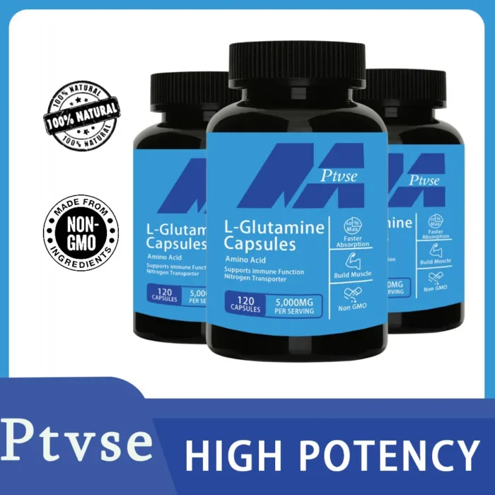 L-Glutamine Capsules Replenish Transporter Supplements Amino Acid Improve Brain Function Support Workout Muscle Recovery - Image 1