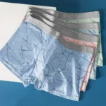 Thin Breathable Cotton Crotch Line Middle Waist Milk Silk Boxers Letter Underwear Men Panties Shorts - Image 4