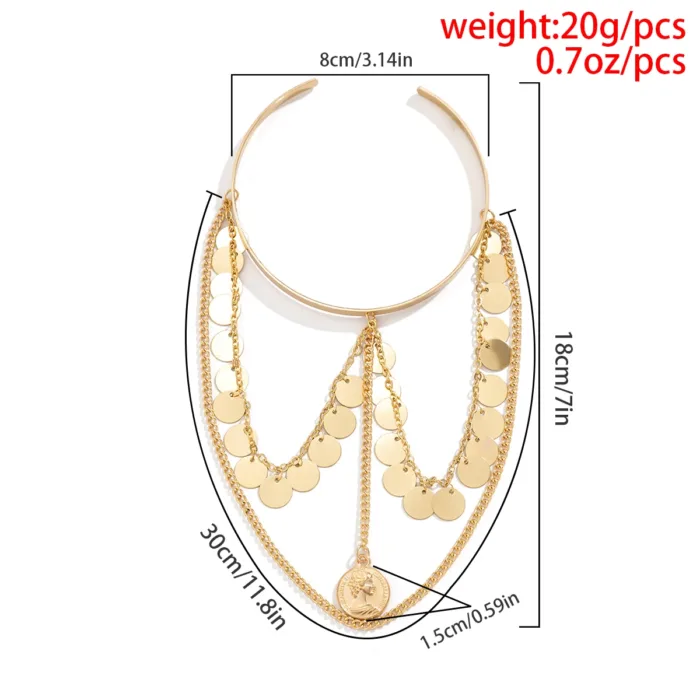 PuRui Bohemian Copper Sequins Charm Upper Arm Bracelet Human Head Pendant Tassel  Arm Cuff Bangle Bracelets For Women Jewelry - Image 5